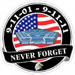 Never Forget Pentagon 9-11-01 Custom Dates - Sticker