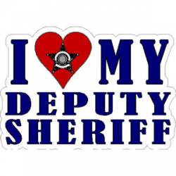 5 Point Star I Love My Deputy Sheriff - Sticker