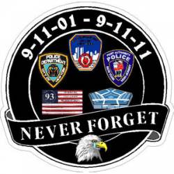 Never Forget September 11th Custom Dates - Sticker