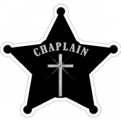 Police Chaplain 5 Point Badge with Cross - Sticker