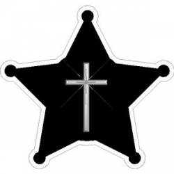 Police 5 Point Badge with Cross - Sticker