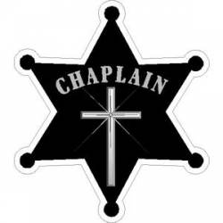 Police Chaplain 6 Point Badge with Cross - Sticker