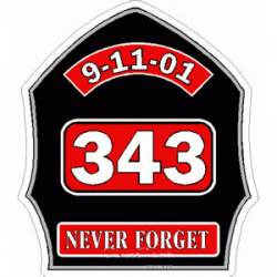 Never Forget 343 Black and Red Shield - Sticker