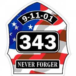 Never Forget 343 Flag Shield - Sticker