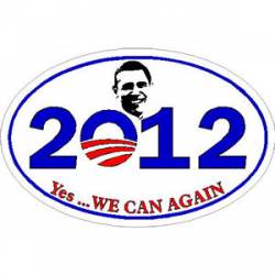 Obama 2012 Yes We Can Again - Oval Sticker