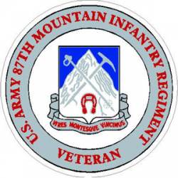 US Army 87th Mountain Infantry Regiment Veteran - Sticker