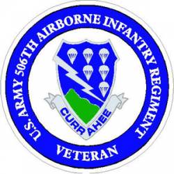 US Army 506th Airborne Infantry Regiment Veteran - Sticker