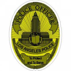 City of Los Angeles Police Dept. Badge - Yellow Sticker