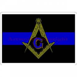 Thin Blue Line Masonic Square & Compass - Sticker
