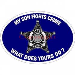 My Son Fights Crime What Does Yours Do? 5 Point Star - Sticker