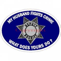 My Husband Fights Crime What Does Yours Do? 7 Point Star - Sticker