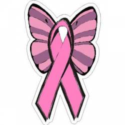 Pink Butterfly Ribbon Breast Cancer - Sticker