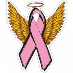 Breast Cancer Pink Ribbon w/ Wings - Sticker