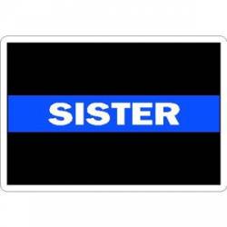 Thin Blue Line Sister White Text - Vinyl Sticker