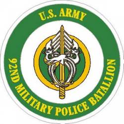 United States Army 92nd Military Police Battalion - Vinyl Sticker