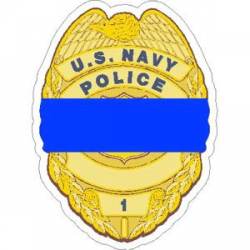 Thin Blue Line US Navy Police Gold Badge - Sticker
