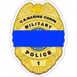 Thin Blue Line US Marine Corps Military Police Badge - Sticker