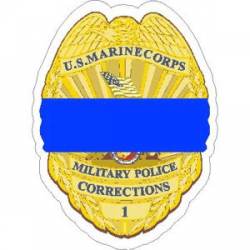 Thin Blue Line US Marine Corps Military Police Corrections Badge - Sticker
