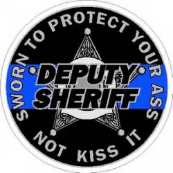 Thin Blue Line 5 Point Deputy Sheriff Protect Your Ass - Sticker