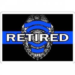 Thin Blue Line Retired Police Badge White - Rectangle Sticker
