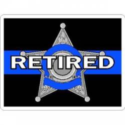 Thin Blue Line Retired 5 Point Star Badge White - Rectangle Sticker