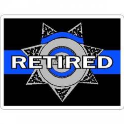 Thin Blue Line Retired 7 Point Star Badge White - Rectangle Sticker