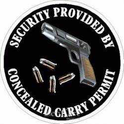 Security Provided By Concealed Carry Permit - Sticker