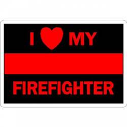 Thin Red Line I Love My Firefighter - Vinyl Sticker