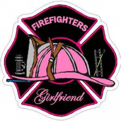 Firefighters Girlfriend Pink Maltese Cross - Vinyl Sticker