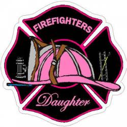 Firefighters Daughter Pink Maltese Cross - Vinyl Sticker