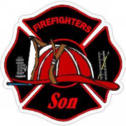 Firefighters Son Maltese Cross - Vinyl Sticker