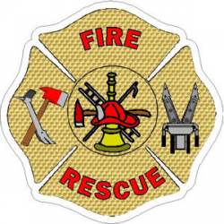 Fire Rescue Gold Leaf Jaws Maltese Cross - Vinyl Sticker