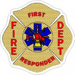 Fire Dept First Responder EMS Gold Leaf Maltese Cross - Vinyl Sticker