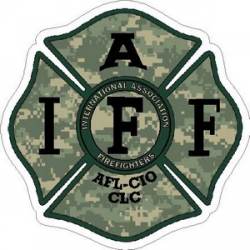 Green Camo IAFF International Association Firefighters Maltese - Vinyl Sticker
