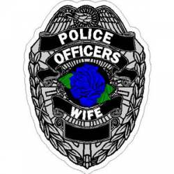 Police Officers Wife Blue Rose Badge - Vinyl Sticker