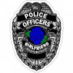Police Officers Girlfriend Blue Rose Badge - Vinyl Sticker