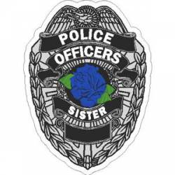 Police Officers Sister Blue Rose Badge - Vinyl Sticker