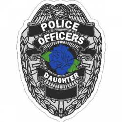 Police Officers Daughter Blue Rose Badge - Vinyl Sticker
