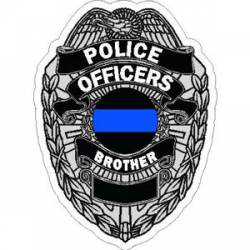 Thin Blue Line Police Officers Brother Badge - Vinyl Sticker
