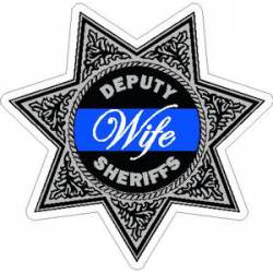 Thin Blue Line Deputy Sheriffs Wife 7 Point Badge - Vinyl Sticker