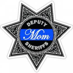 Thin Blue Line Deputy Sheriffs Mom 7 Point Badge - Vinyl Sticker