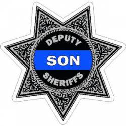 Thin Blue Line Deputy Sheriffs Son 7 Point Badge - Vinyl Sticker