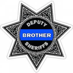Thin Blue Line Deputy Sheriffs Brother 7 Point Badge - Vinyl Sticker