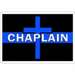 Thin Blue Line Police Chaplain & Cross - Vinyl Sticker