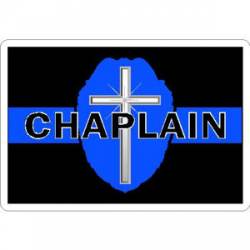 Thin Blue Line Police Chaplain Badge & Cross - Vinyl Sticker
