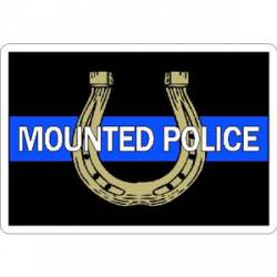 Thin Blue Line Mounted Police Horseshoe - Vinyl Sticker