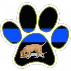 Thin Blue Line Bloodhound Paw - Vinyl Sticker