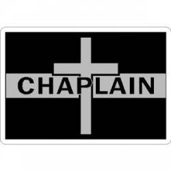 Thin Silver Line Chaplain & Cross - Vinyl Sticker