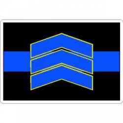 Thin Blue Line Sergeant Chevrons Gold Trim - Vinyl Sticker