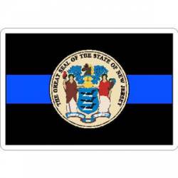 Thin Blue Line New Jersey State Seal - Vinyl Sticker
